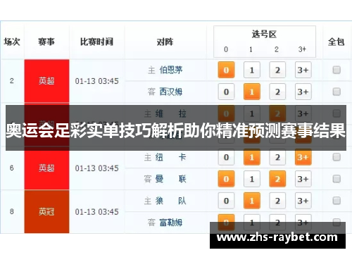 奥运会足彩实单技巧解析助你精准预测赛事结果